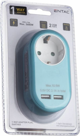 Entac EPAG-1EE-2USB-B Einzelne Steckdose mit 2 USB-A Blau
