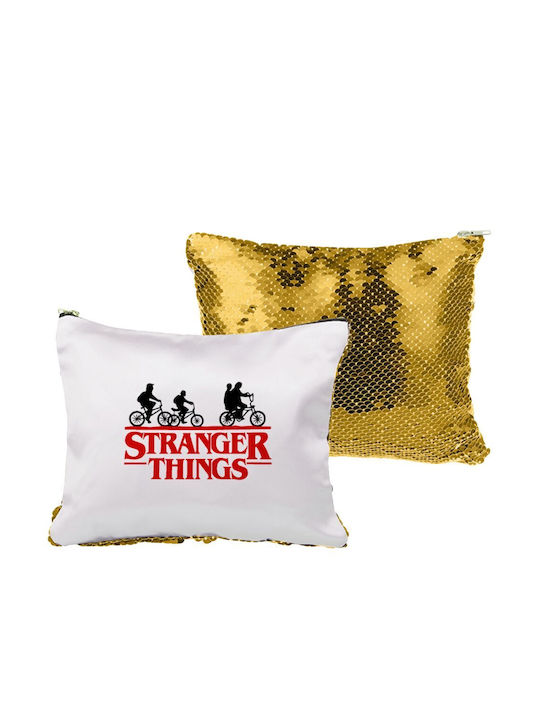 Stranger Things red, Τσαντάκι νεσεσέρ με πούλιες (Sequin) Χρυσό
