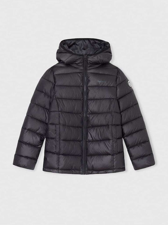 Amber Kinder Gestepptes Kurzes Kinderjacke mit Kapuze Schwarz