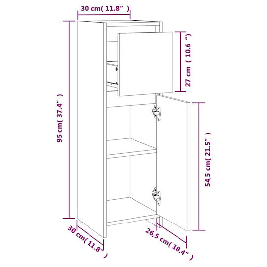 vidaXL Ντουλάπι Μπάνιου 30x30x95cm Sonoma