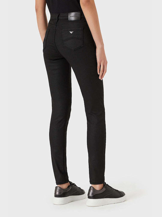 Emporio Armani High Waist Women's Jean Trousers in Skinny Fit Black