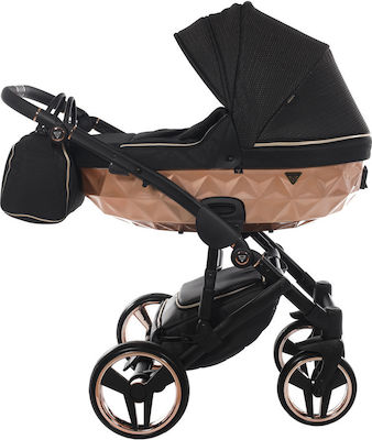 Junama Diamond Mirror Satin Adjustable 3 in 1 Baby Stroller Suitable for Newborn Black / Rose Gold 02 15.7kg JUN.8132.TRIO