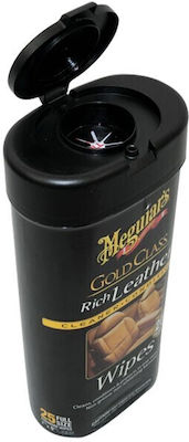 Meguiar's Șervețele Curățare Set de șervețele pentru îngrijirea pielii, 25 bucăți pentru Piese din piele Class Rich Leather Wipes G10900