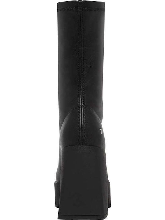 Baddest Leather Women's Ankle Boots with High Heel Black