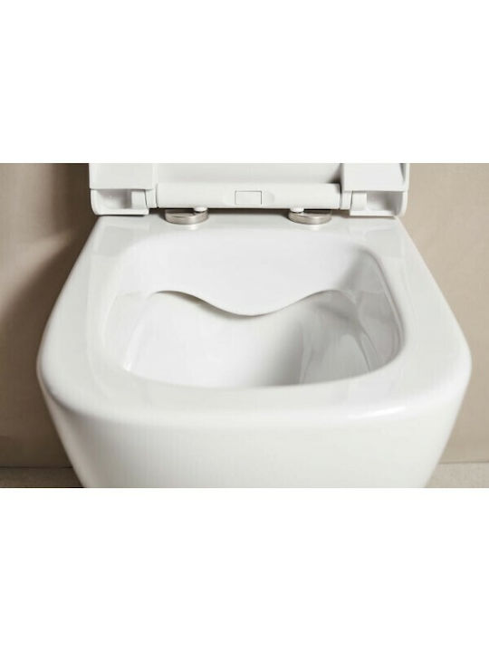 Tema Λεκάνη Κρεμαστή Rimless με Slim Κάλυμμα Duroplast Soft Close και Μπιντέ Λευκή Tema Λεκάνη Κρεμαστή Rimless με Slim Κάλυμμα Duroplast Soft Close και Μπιντέ Λευκή