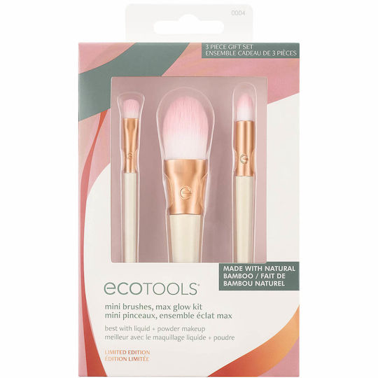 EcoTools Synthetic Make Up Brush Set for Foundation Max Glow Christmas Kit 3pcs