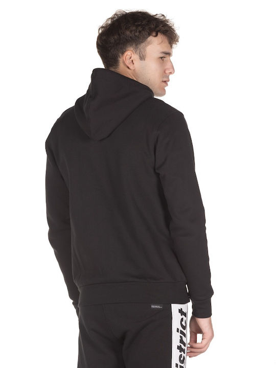 District75 Herren Sweatshirt Jacke mit Kapuze und Taschen Schwarz