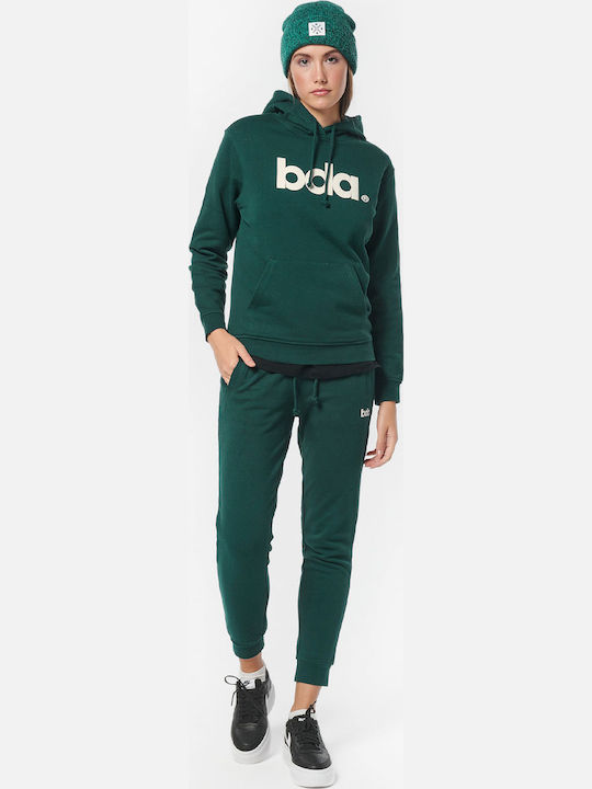 Μακρύ Γυναικείο Φούτερ με Κουκούλα Dark Green