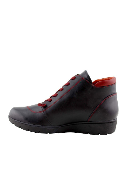 Leder Stiefeletten Damen Schwarz