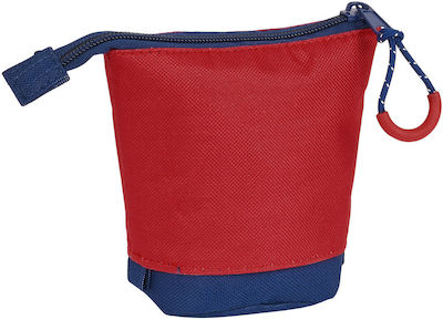 Safta Fabric Red Navy Blue Pencil Case Σχήμα Kούπας with 1 Compartment