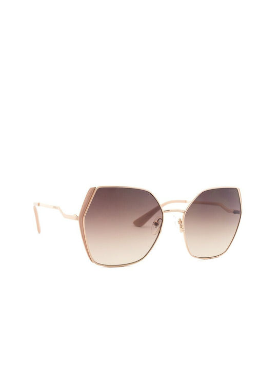 Guess Ochelari de Soare Pentru Femei Cu Ramă Metalică Auriu și Lentile Burgundy Degrade