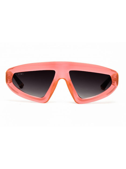 Tiwi Tuba Women's Sunglasses with Shiny Coral Plastic Frame and Burgundy Gradient Lens