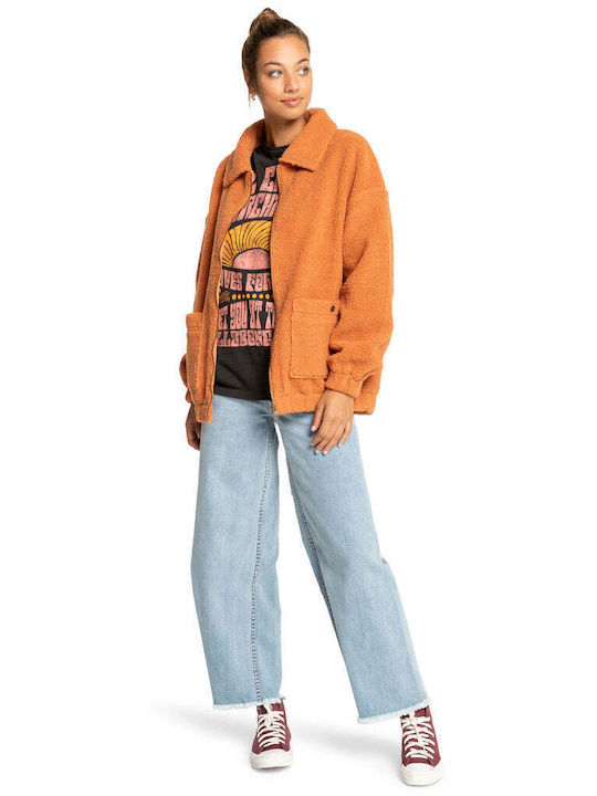 My Cozy Women's Cardigan with Zipper Orange