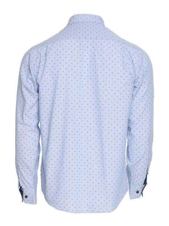 Double Men's Shirt Long Sleeve Cotton Light Blue