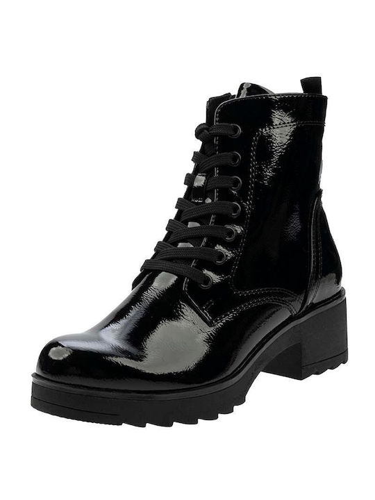 Marco Tozzi Women's Patent Leather Ankle Boots Black