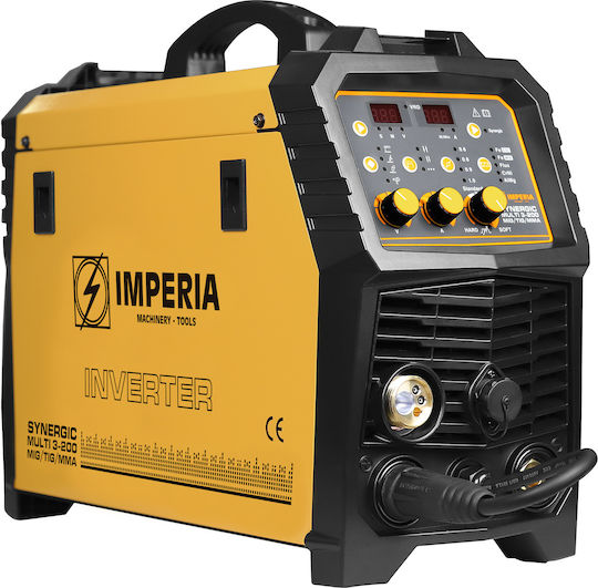 Imperia Synergic Multi 3-200 Welding Machine Inverter MAG / MIG / TIG / MMA / FCAW with Maximum Welding Current 220A and Duty Cycle 20%