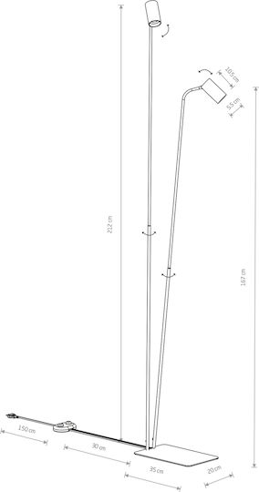 Nowodvorski Mono Floor Lamp H212xW20cm. with Socket for Bulb GU10 Black