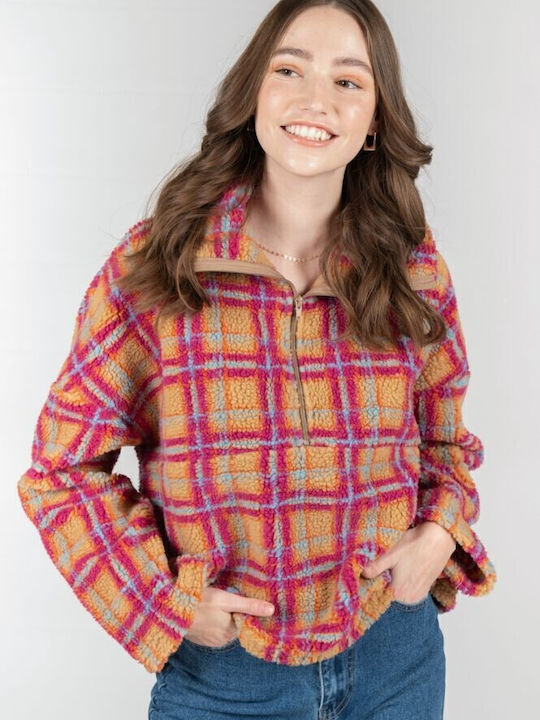 D Winter Women's Fleece Blouse Turtleneck Long Sleeve Brown