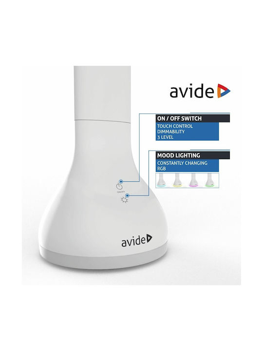 Avide ABLDLRGB-MOOD-4W Επαναφορτιζόμενο LED Φωτιστικό Γραφείου Αναδιπλούμενο σε Λευκό Χρώμα