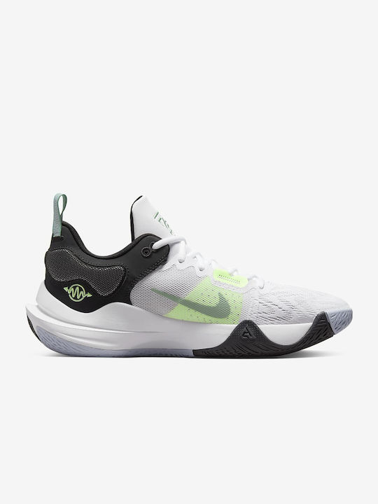 Giannis Immortality 2 Low Basketball Shoes White / Black / Barely Volt / Grey Fog