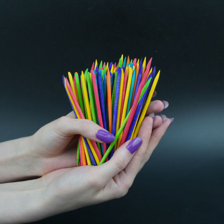 Wooden Cuticle Pusher Colorful 100pcs