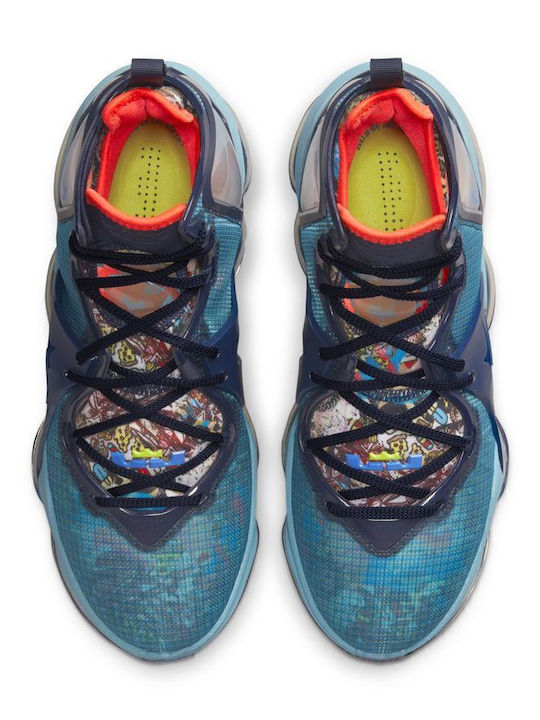 LeBron 19 inalti Pantofi de baschet Albastru Înnegrit / Albastru Uzat / Verde Atomic / Albastru Mediu