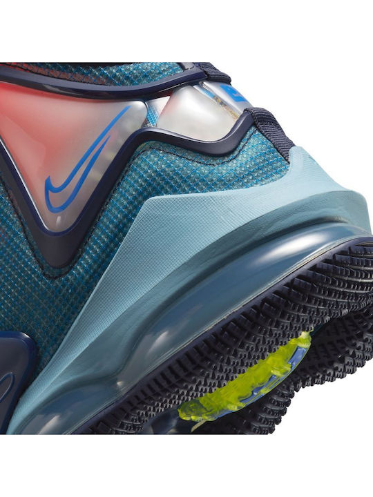 LeBron 19 inalti Pantofi de baschet Albastru Înnegrit / Albastru Uzat / Verde Atomic / Albastru Mediu