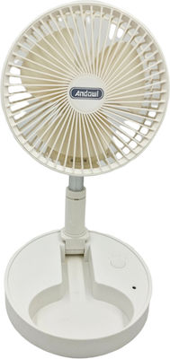 Andowl Fan USB Zusammenklappbarer, wiederaufladbarer Ventilator Weiß 500-516112