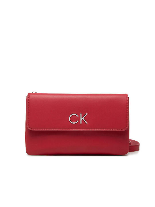Calvin Klein Дерматинена Дамска Чанта През Тялото Бордо