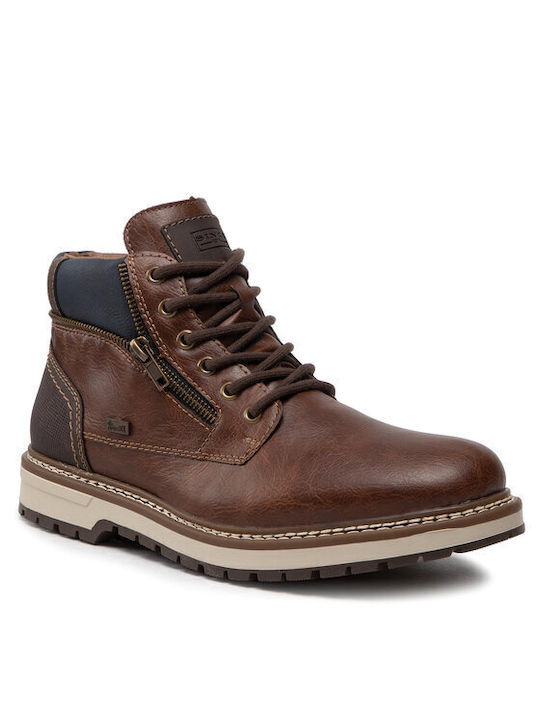 Rieker Men's Leather Military Boots Brown