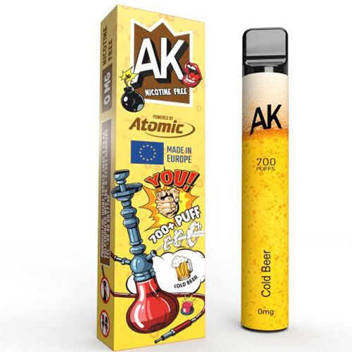 Atomic Ηλεκτρονικό Τσιγάρο μιας Χρήσης 700 Εισπνοών Cold Beer χωρίς Νικοτίνη 2ml Κίτρινο