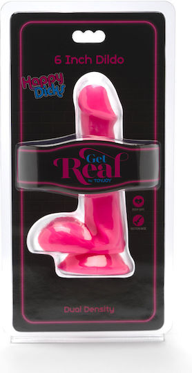 ToyJoy Happy Dicks Dildo with Balls Realistic Dildo with Scrotum & Suction Cup Pink 15cm