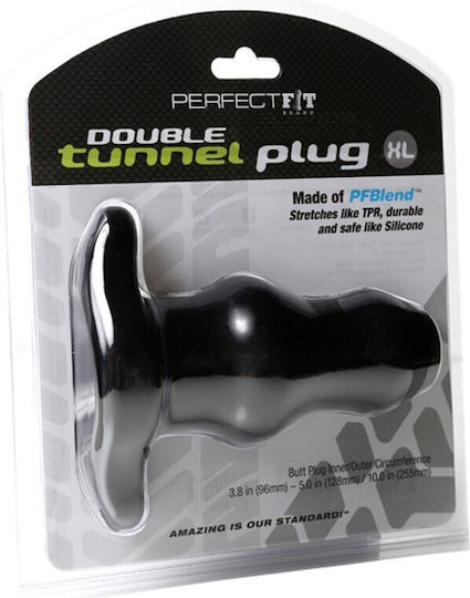 Perfect Fit Brand Double Tunnel Plug XL Πρωκτική Σφήνα XLarge Black 13cm