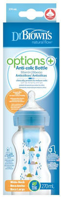 Dr. Brown's Plastic Bottle Options+ Wide Neck Anti-Colic with Silicone Nipple for 0+, 0+ m, months 270ml 1pcs