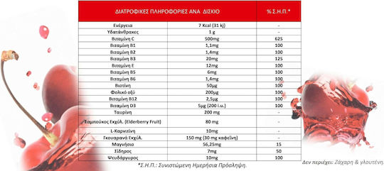 Lanes Vitamin C Plus Energy Βιταμίνη για Ενίσχυση του Ανοσοποιητικού, τo Δέρμα & Αντιοξειδωτική δράση 500mg Κεράσι 20 αναβράζοντα δισκία
