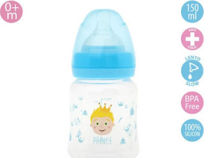 Kiokids Plastic Baby Bottle Prince with Silicone Teat for 0+ Months Blue Prince - Blue 150ml