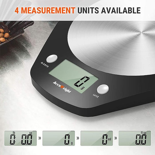 AccuWeight IC-203 Ψηφιακή Ζυγαριά Κουζίνας έως 5kg Μαύρη
