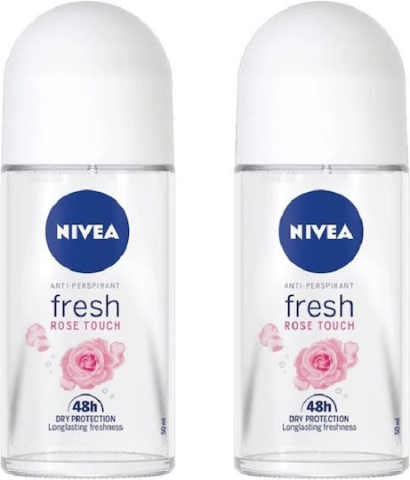 Nivea Fresh Rose Touch Deodorant 48h In Roll-On 2x50ml