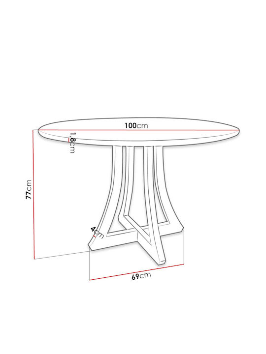 Orion Fi Table Dining Room Wooden Black 100x100x77cm