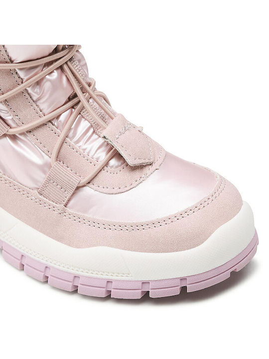 Kids Snow Boots with Laces Pink