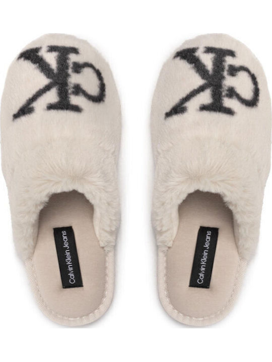 Winter Damen Hausschuhe mit Fell Beige