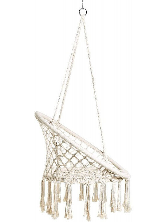 Boho Κρεμαστή Κούνια Πολυθρόνα Rattan Λευκό Αντοχής έως 110kg Μ80xΠ83xΥ135cm