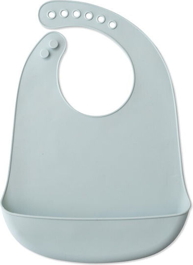 Interbaby Wasserdicht Lätzchen Silikon mit Taste & Tasche Blue für 0 m+