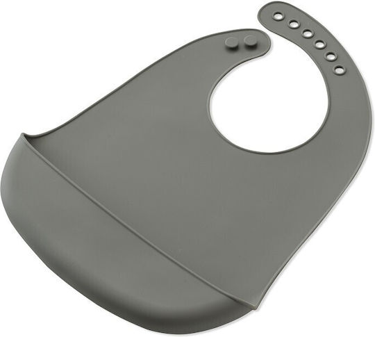 Interbaby Waterproof Bib Silicone with Button & Pocket Gray for 0 m+
