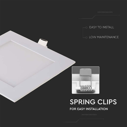 V-TAC Platz Vertieft LED Panel 18W mit Natürliches Weiß Licht 4000K