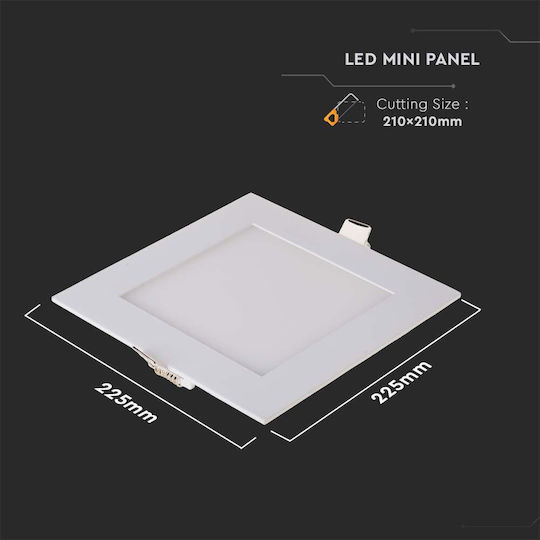 V-TAC Platz Vertieft LED Panel 18W mit Natürliches Weiß Licht 4000K