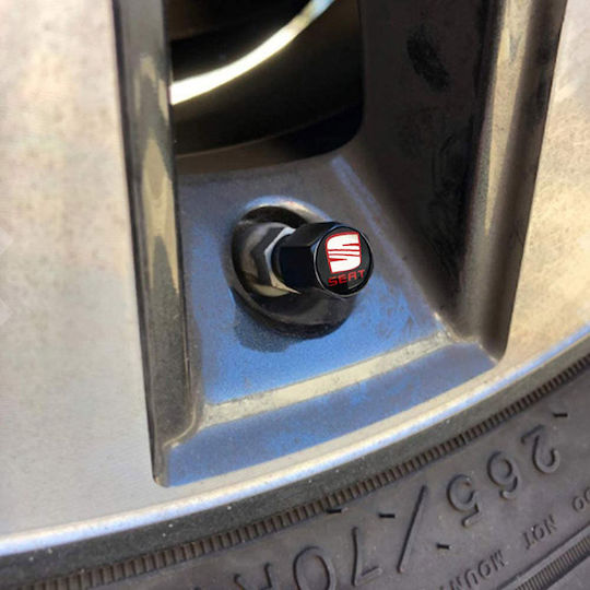 Auto Gs Καπάκια Βαλβίδων με Σήμα Seat Μαύρο 4τμχ