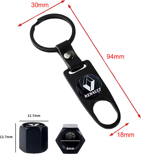 Auto Gs Car Tire Valve Caps with Logo Renault Black 4pcs