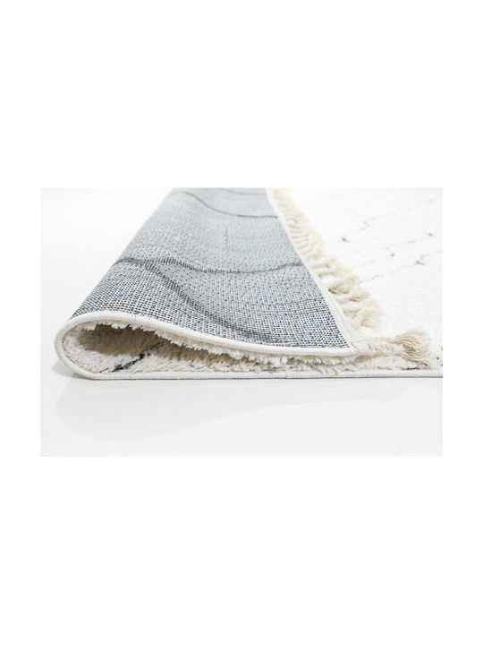 Ezzo Soffice B598BX2 Teppich Rechteckig Zottelig Synthetisch,Polyester/Cotton/Leather mit Fransen Cream