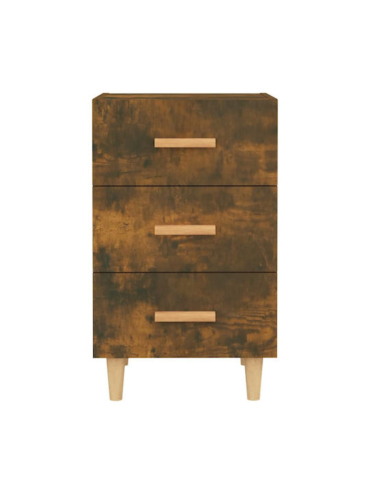 Wooden Bedside Table Καπνιστή Δρυς 40x40x66cm